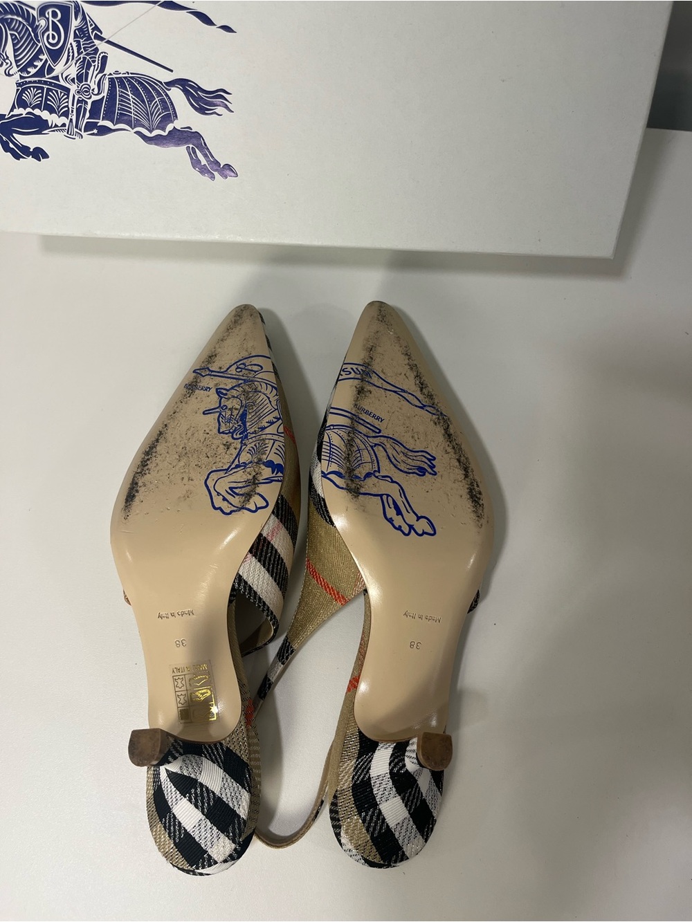 Burberry Women's Check Dame Slingback Pumps - Picture 6 of 10